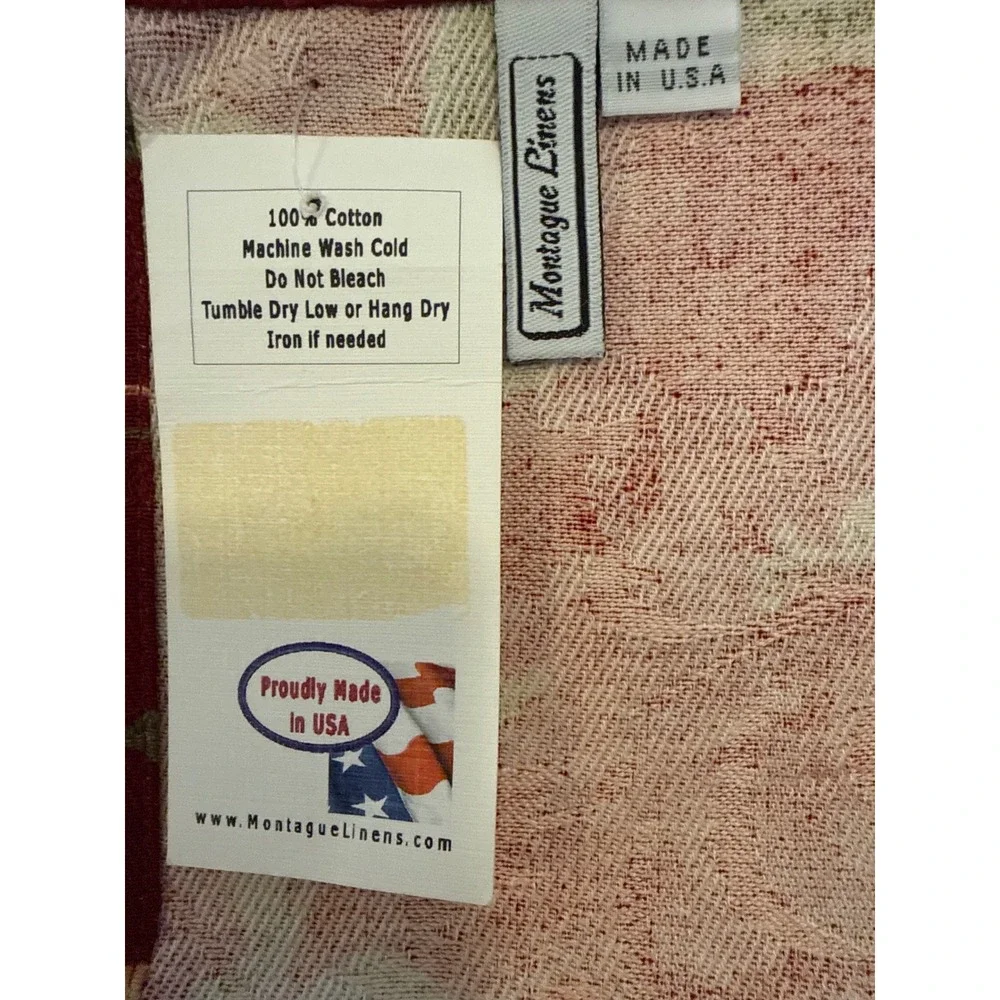 Montague Linens‎ Burgundy Grape Floral Half Apron 100% Cotton Made in USA NWT